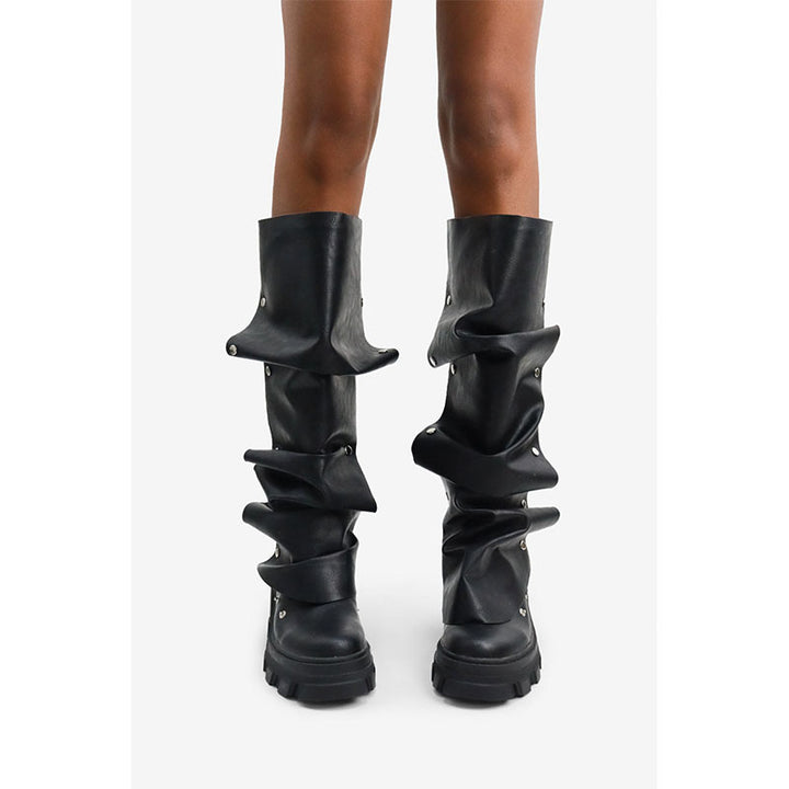 Femme dekorative Over-the-Knee Slouch-Støvler med Nitte-detaljer Stilla