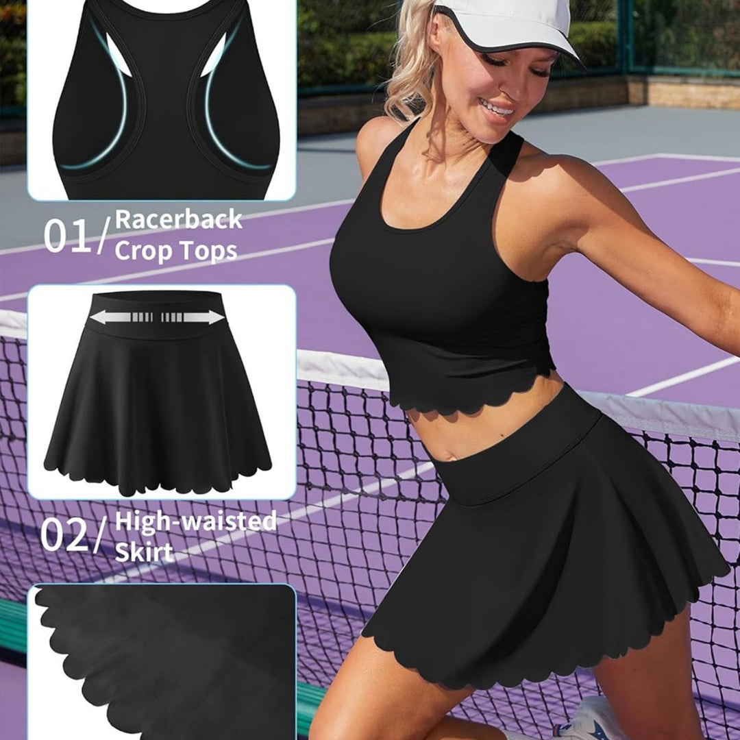 Dame Sporty Tennis Sæt med fashionabelt kant Skovae