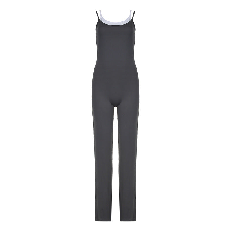 Dame jumpsuit med smalle stropper og moderne striber Skovae