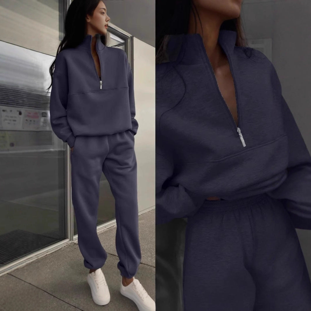 Kvinders sweatshirt og joggingbukser sæt med moderne høj krave Skovae