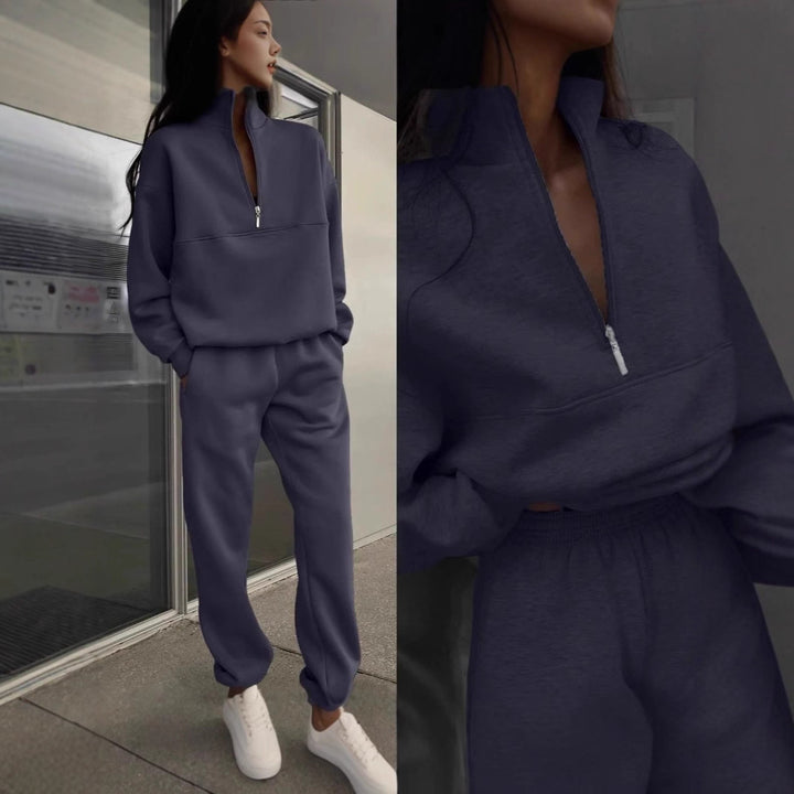 Kvinders sweatshirt og joggingbukser sæt med moderne høj krave Skovae