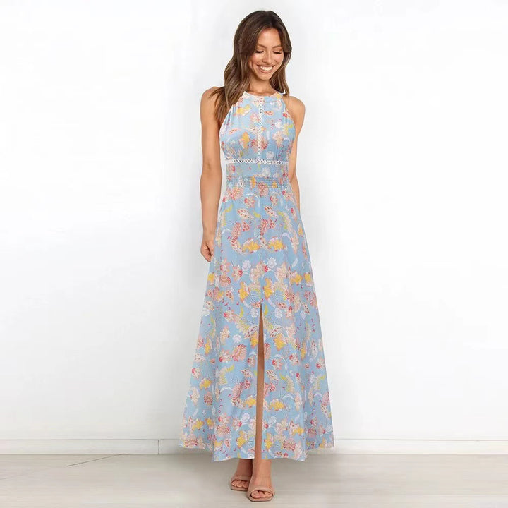 Dame Maxi-kjole med blomsterprint og elegant slidse Stilla