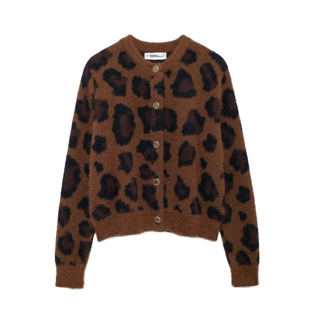 Damer Cozy Leopard Sweater Stilla