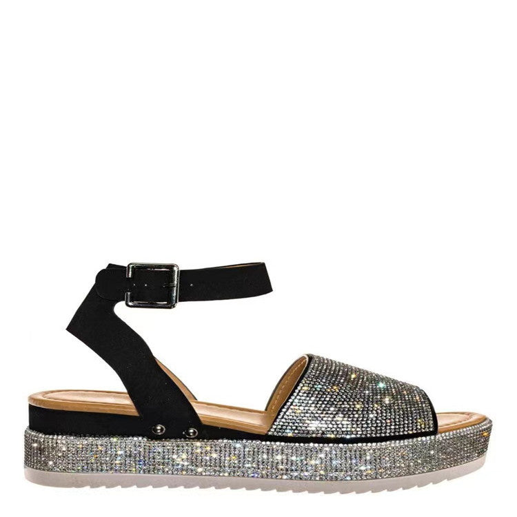 Dame Glamourøse Sandaler med Strass-detalje og komfortabel blokhæl Stilla