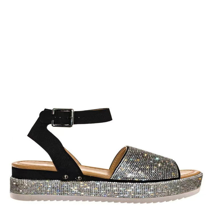 Dame Glamourøse Sandaler med Strass-detalje og komfortabel blokhæl Stilla