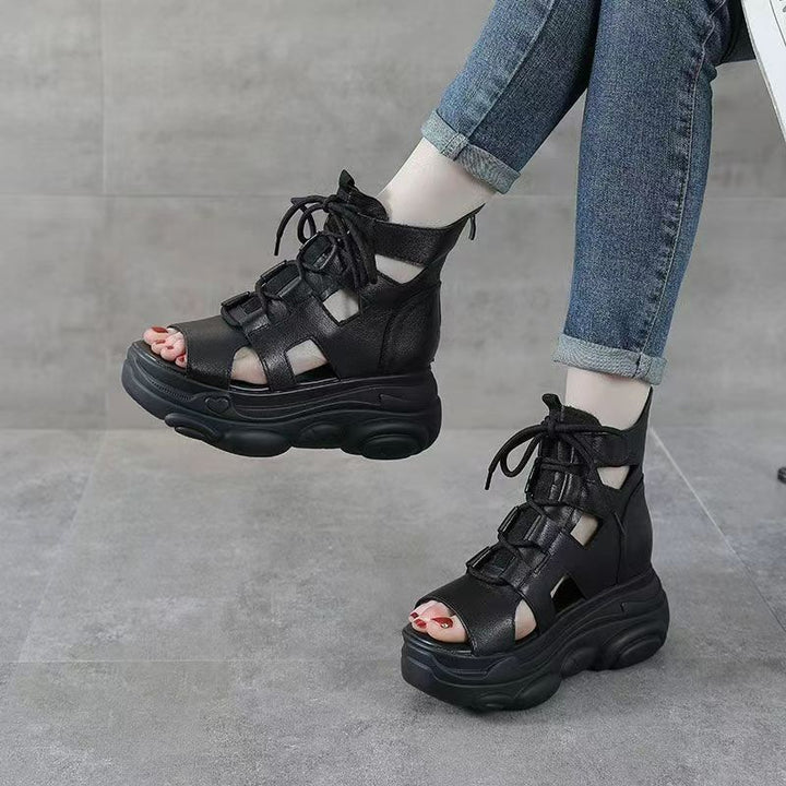 Damer Højhælede Snørersandaler i trendy Cut-Out Design Stilla