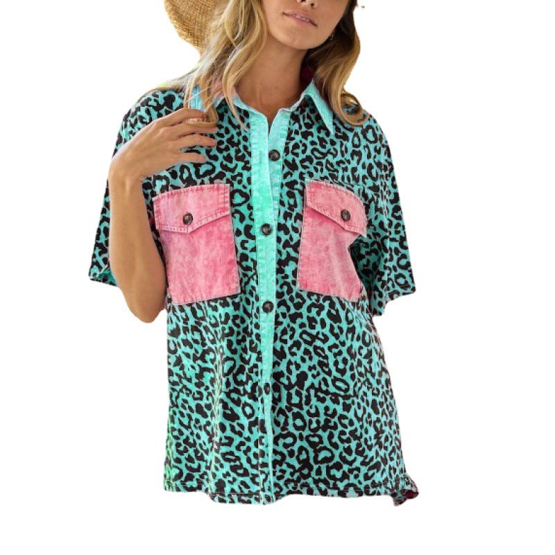 Dame stilfuld oversized leopardmønster skjorte Stilla