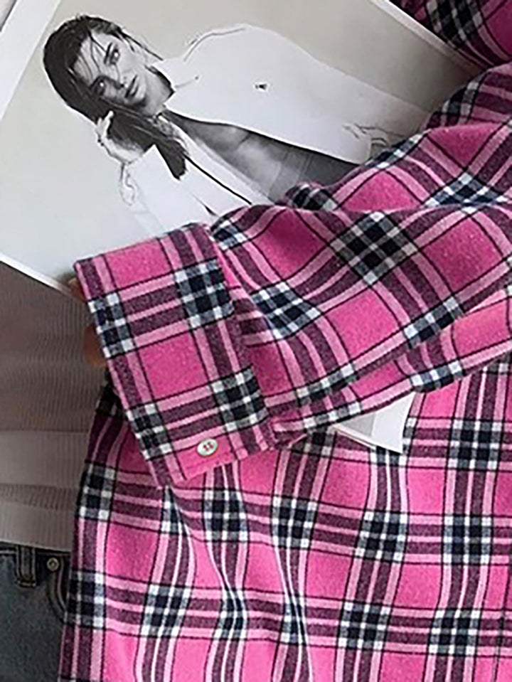 Dametern Karomønstret Oversized Skjorte Stilla
