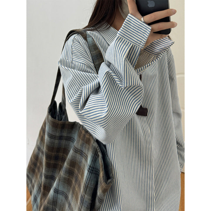 Femme Stribet Let Button-Up Skjorte Stilla