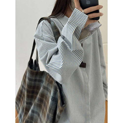 Femme Stribet Let Button-Up Skjorte Stilla