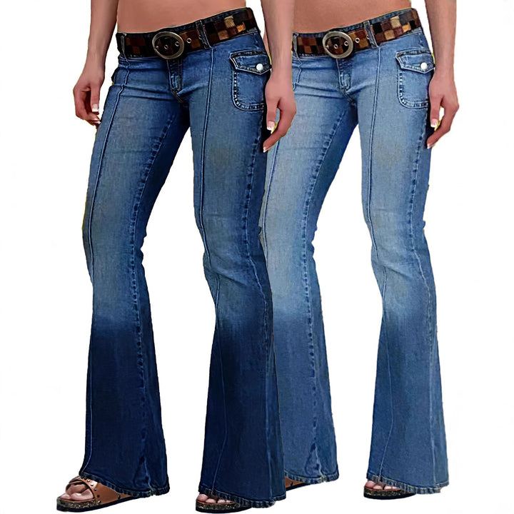 Dame Bootcut Jeans med høj talje og stilfuld Stone-Washed effekt Stilla