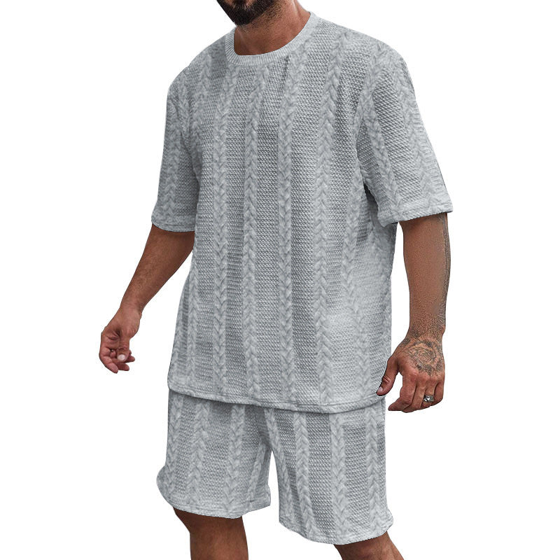 Herre afslappet strik sæt med oversized T-shirt og shorts Stilla