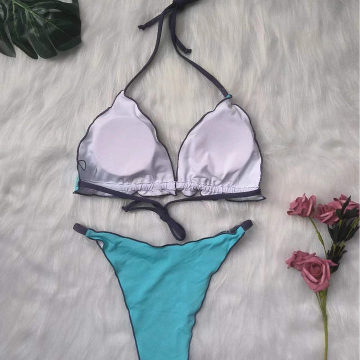 Dame triangel bikini sæt med geometrisk design Skovae