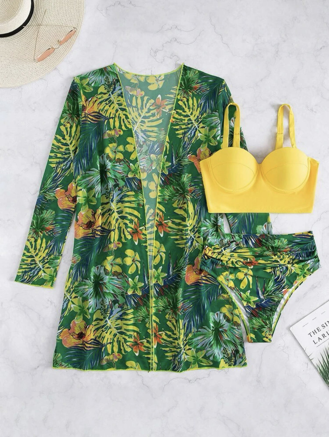 Femme Floral Print Badedragt og Bikini Sæt Stilla