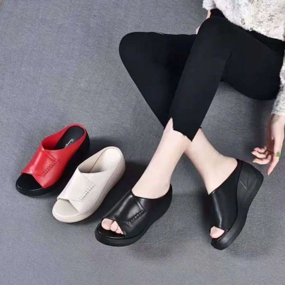 Dame åbne Wedge-sandaler med mode læderforsyning Stilla