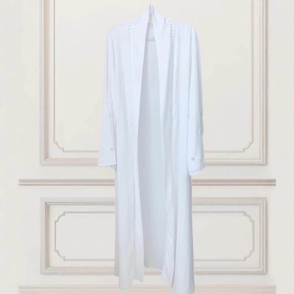 Dame elegant skåret kaftan-jakke med dekorative perle detaljer Stilla