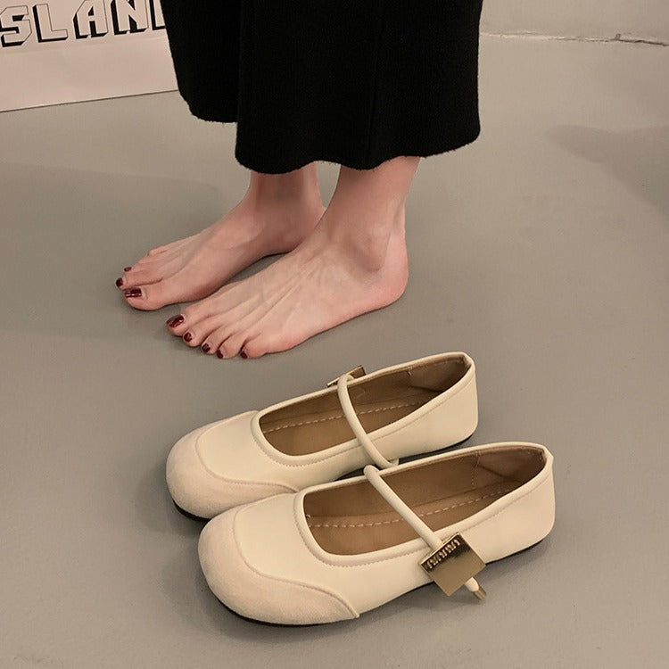 Dame Elegante Mary Jane Balletsko med dekorativ rem Stilla