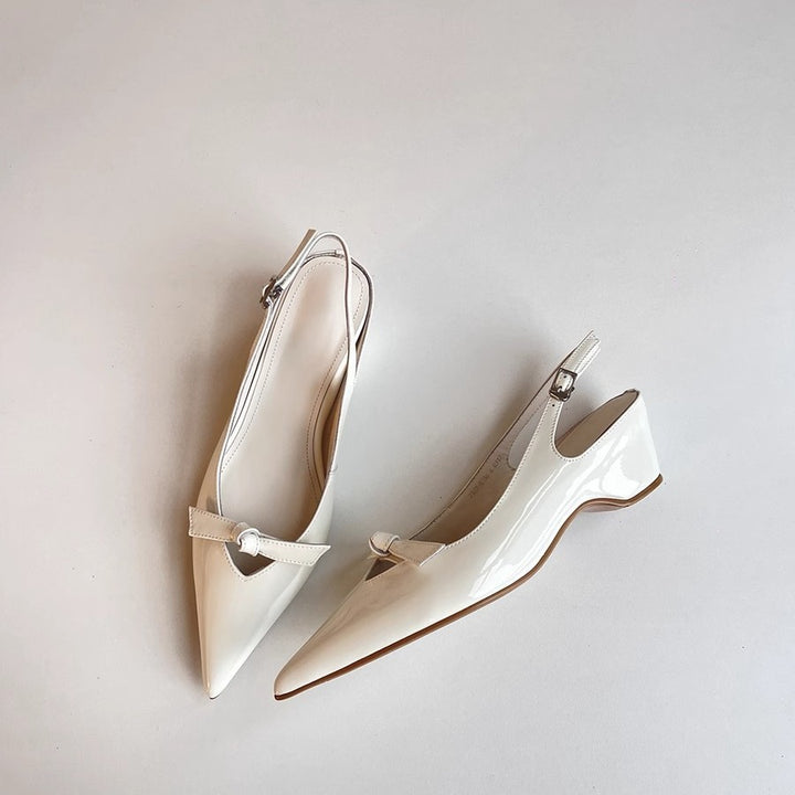 Dame Slingback Ballerinaer med spids tåparti og dekorativ bue Stilla