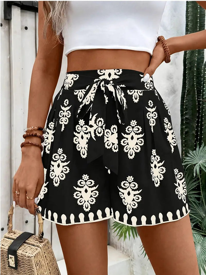 Dame sommerlige chino-shorts med bindebælte Skovae