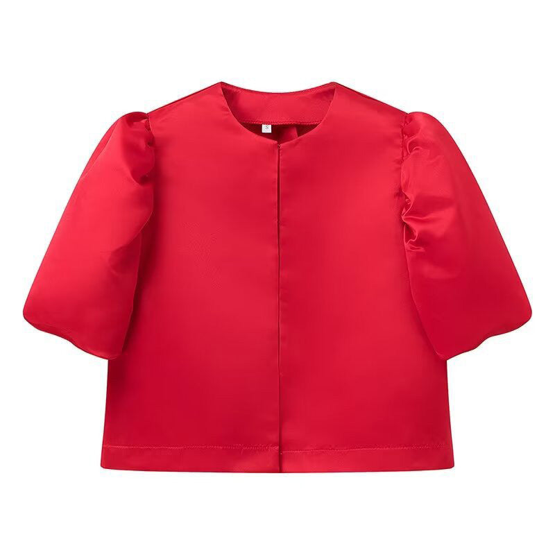 Dame stilfuld bluse med puffærmer Skovae