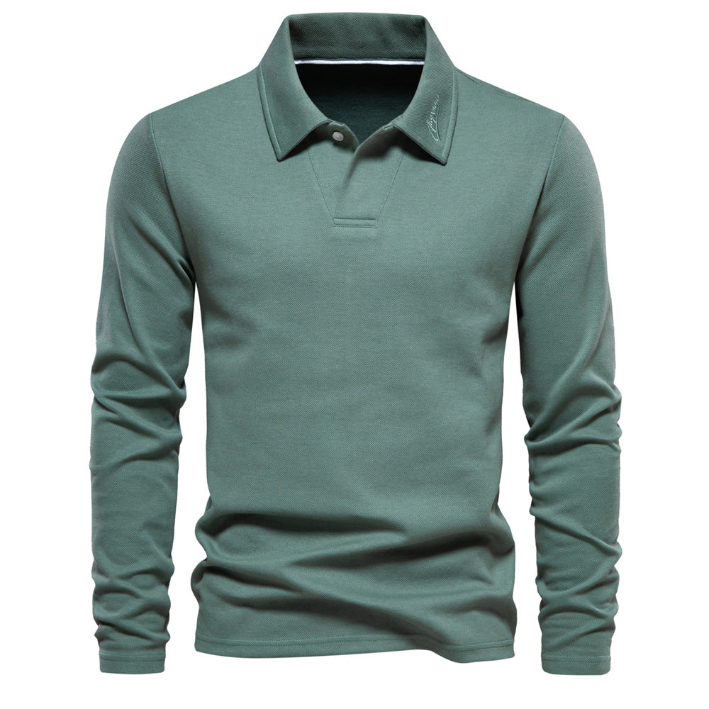 Herrer Langærmet Poloshirt med intensivt strukturelt design og klassisk krave Stilla