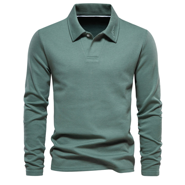 Herrer Langærmet Poloshirt med intensivt strukturelt design og klassisk krave Stilla