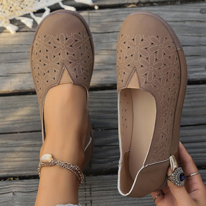 Dame Slip-On Sneakers med elegant blomstermønster og skridsikker sål Stilla