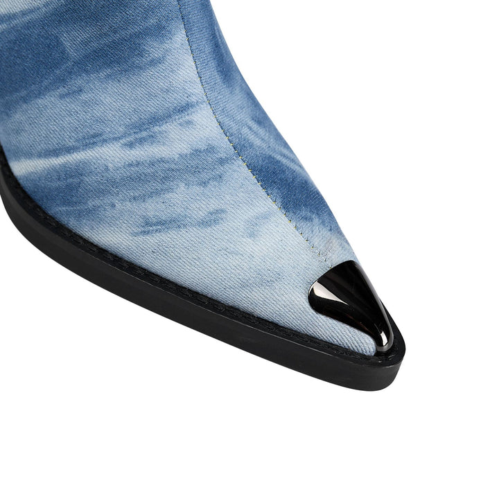 Femme Open-Toe Slouchy Stiletto Støvler med Kæde-detalje Stilla