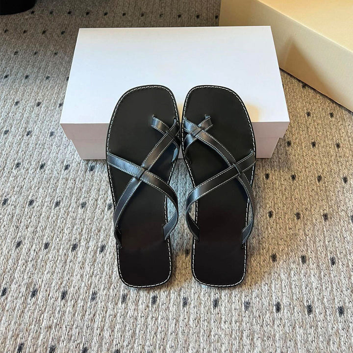 Dame Krydsrem Flad Sandal Stilla