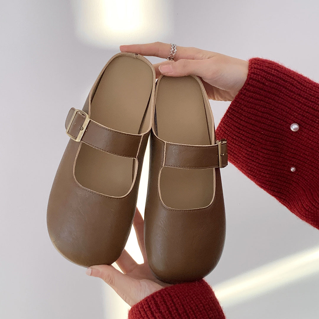 Femme Mary Jane Stil Lukket Tå Mules med Justerbar Spænde Stilla