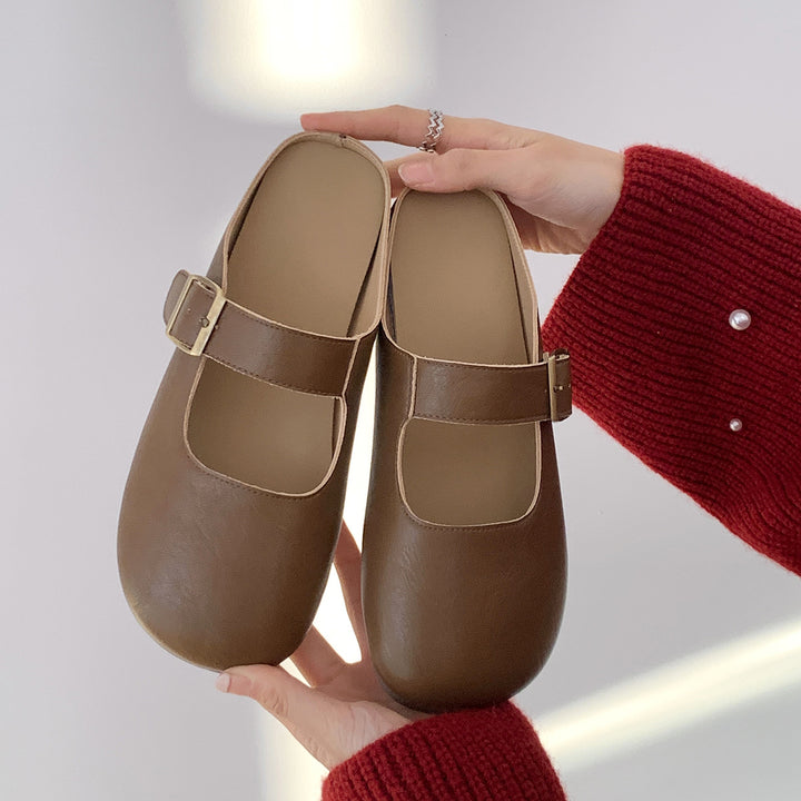Femme Mary Jane Stil Lukket Tå Mules med Justerbar Spænde Stilla