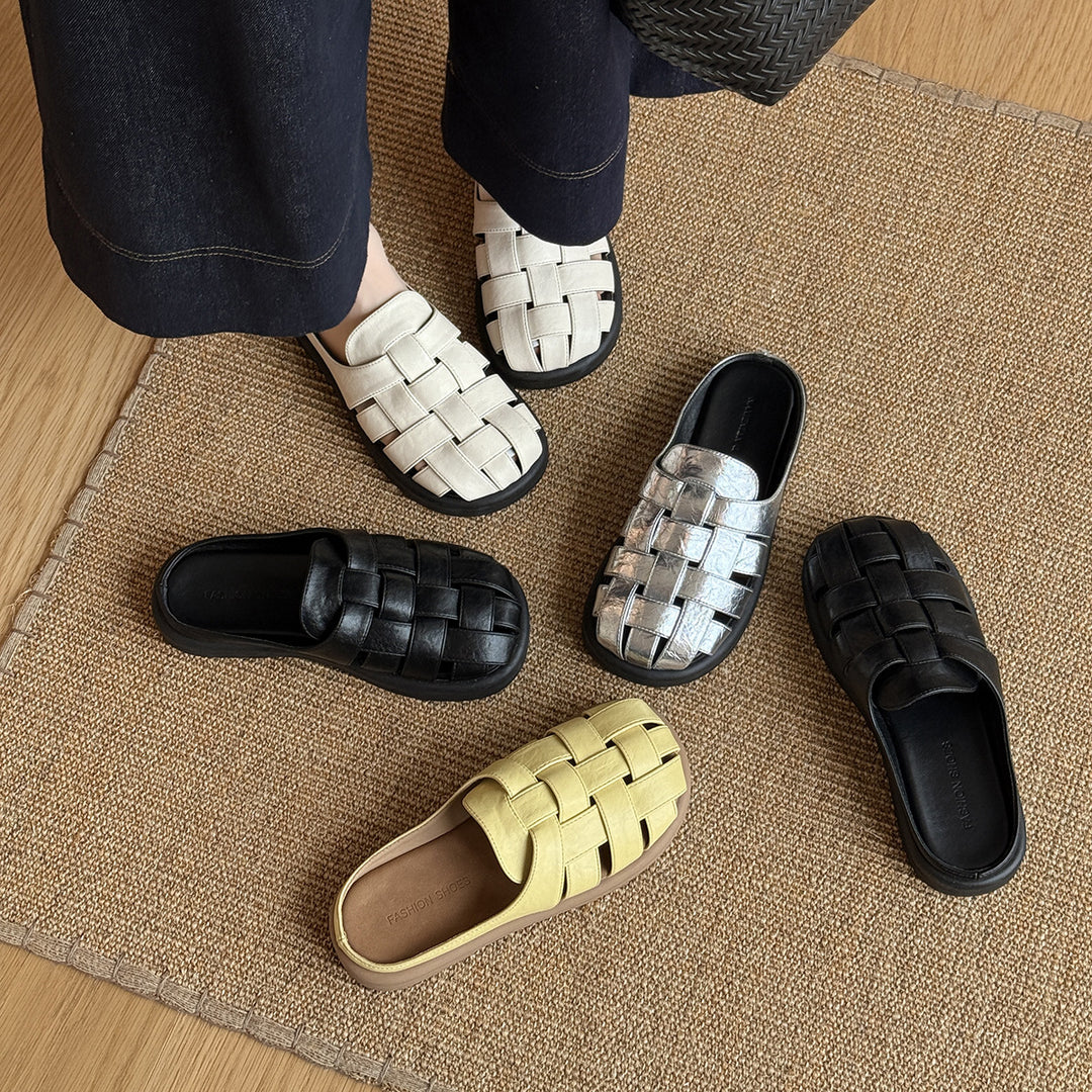 Femme Vævet Læder Slide Sandaler Stilla