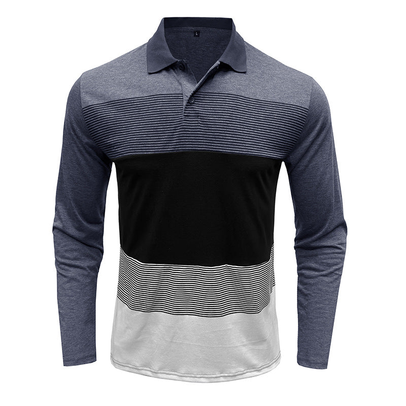 Herrer Langærmet Poloshirt med moderne stribemønster og komfortabel pasform Stilla