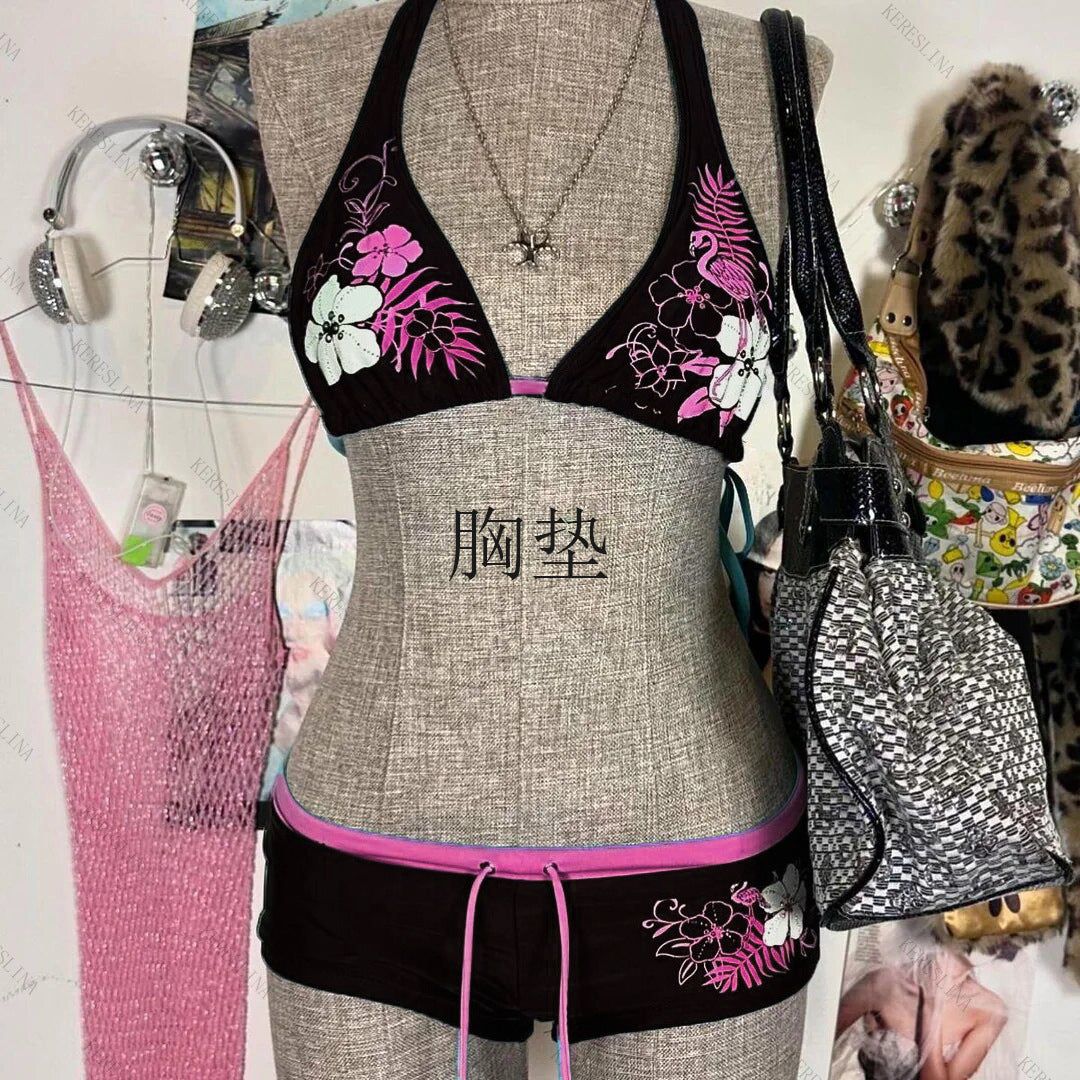 Dame-bikini-sæt med blomsterdesign og justerbare stropper Skovae
