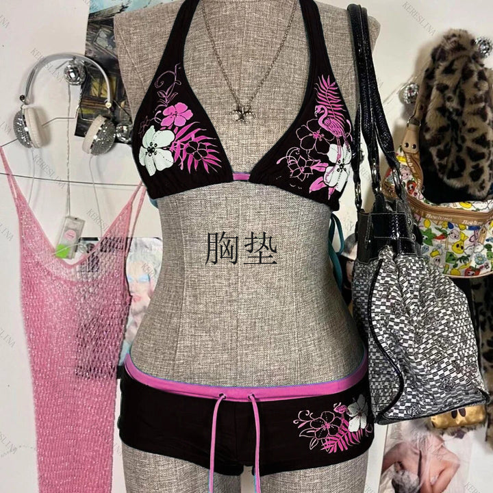 Dame-bikini-sæt med blomsterdesign og justerbare stropper Skovae