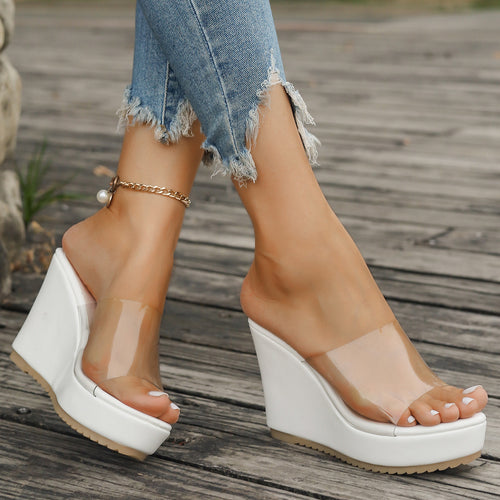 Dame platform-sandaler med transparent overflade og skridsikker sål Stilla