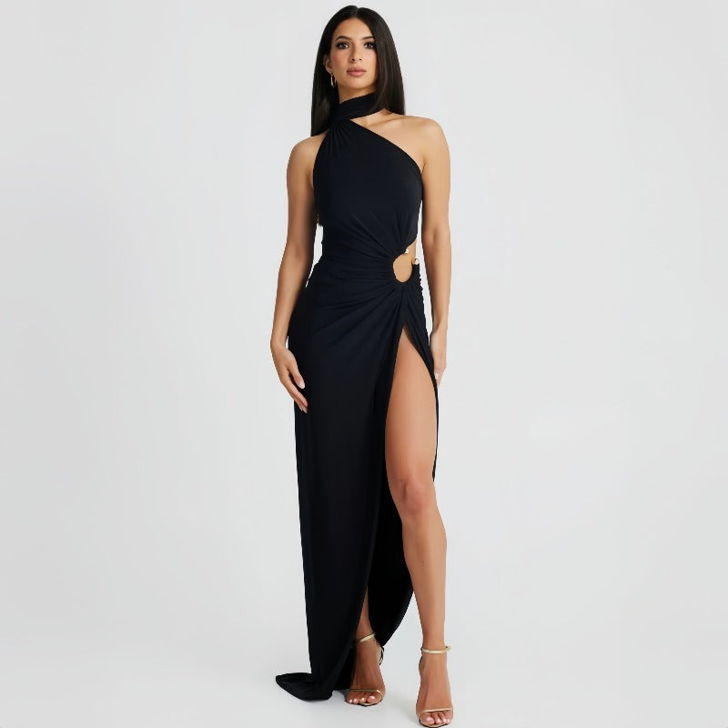 Dame Elegant Maxi-kjole med asymmetrisk snit og forførende benudskæring Stilla