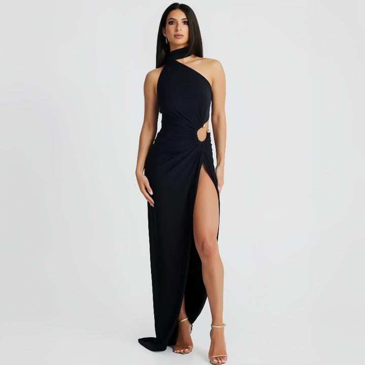 Dame Elegant Maxi-kjole med asymmetrisk snit og forførende benudskæring Stilla