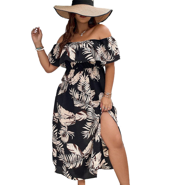 Dame Off-Shoulder Maxikjole med floralsk print og sidelængdeslids Stilla