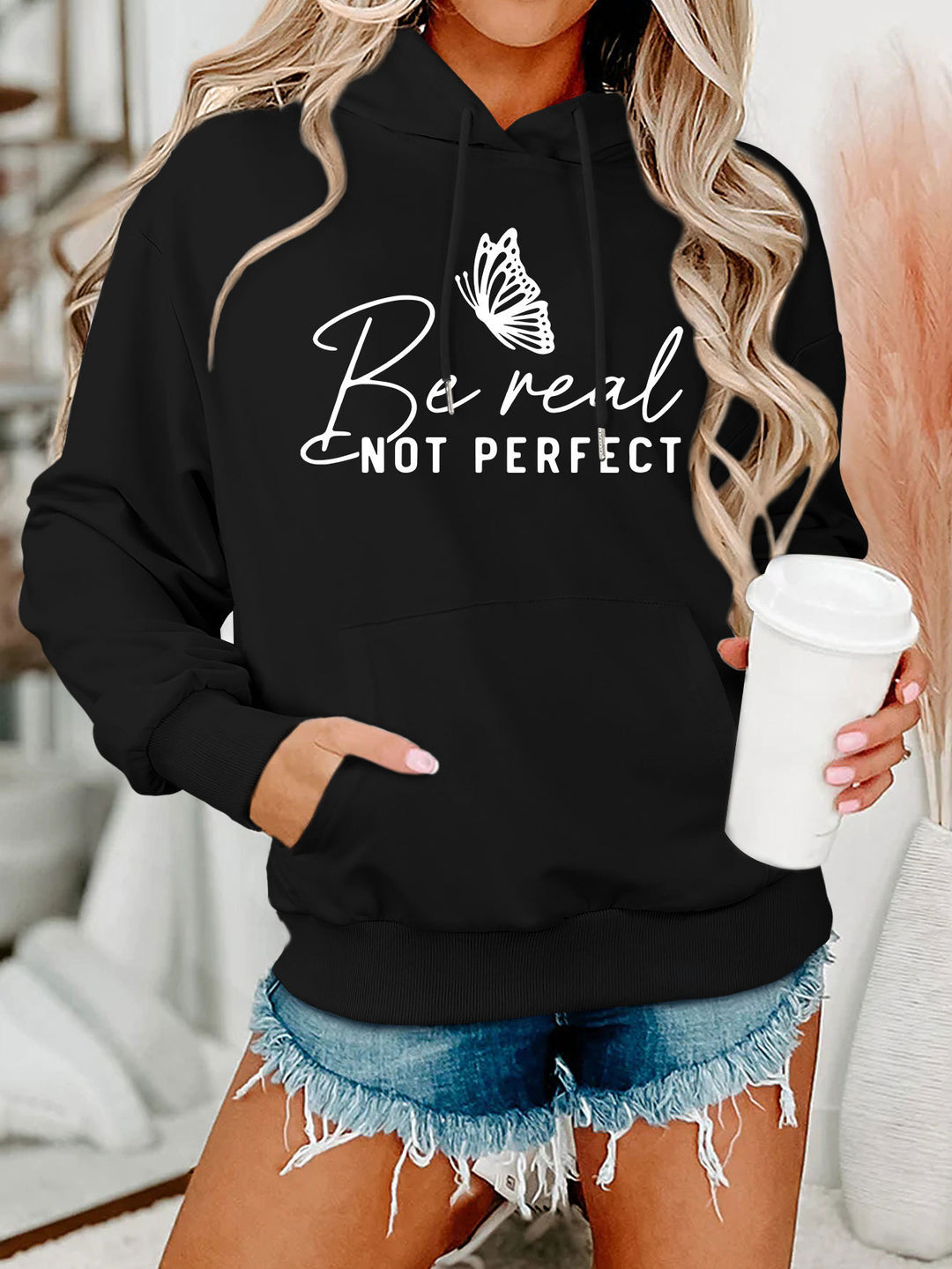 Dame hoodie med kreativt motiv og komfortabel pasform Stilla