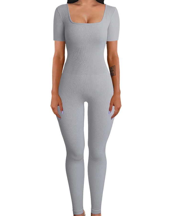 Dame Figurformet Jumpsuit med firkantet udskæring og kort ærme Stilla