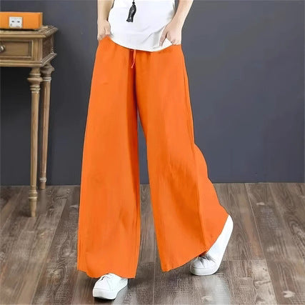 Dame bred linnedyr med elastisk talje og sidelommer Stilla