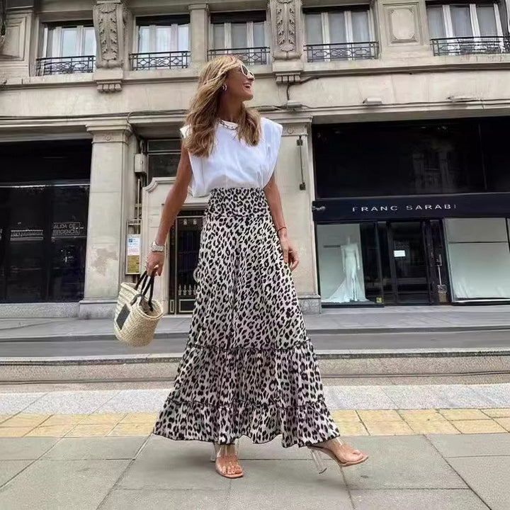 Femme Elegant Maxiskjørt med lagdelte flæsedetaljer Stilla