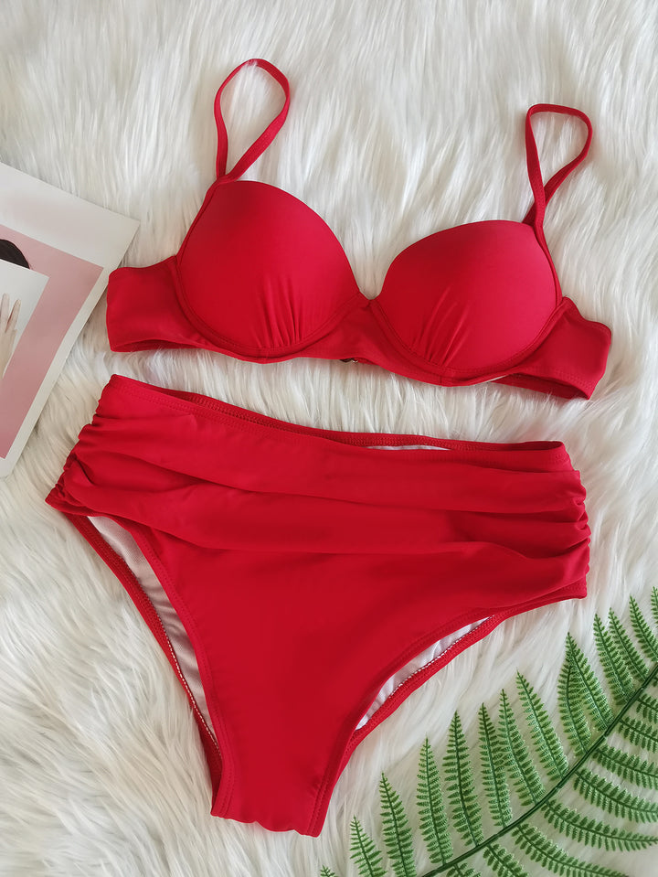 Dame Højskåret Push-Up Bikini Sæt Stilla
