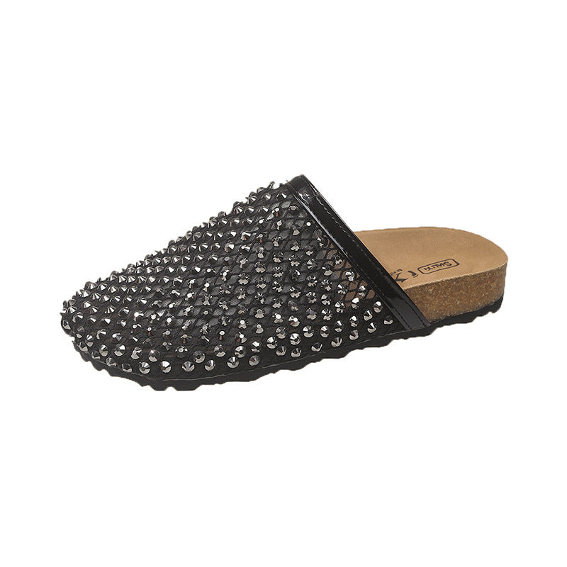 Dame Strass-belagte Slide Mules Stilla