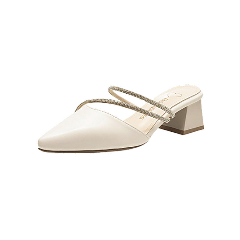 Dame elegante Slingback-pumper med dekoreret remføring og komfortabel blokhæl Stilla