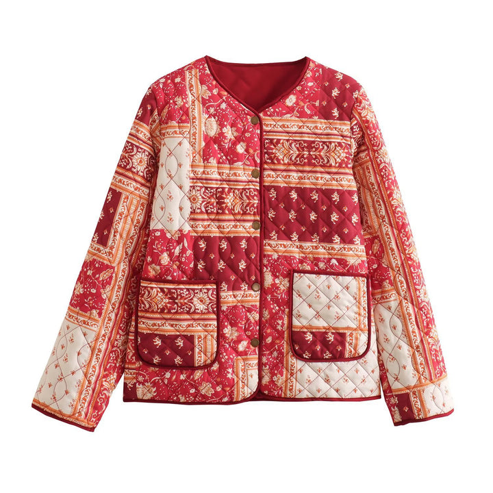 Femme Floral Patchwork Steppjakke Stilla