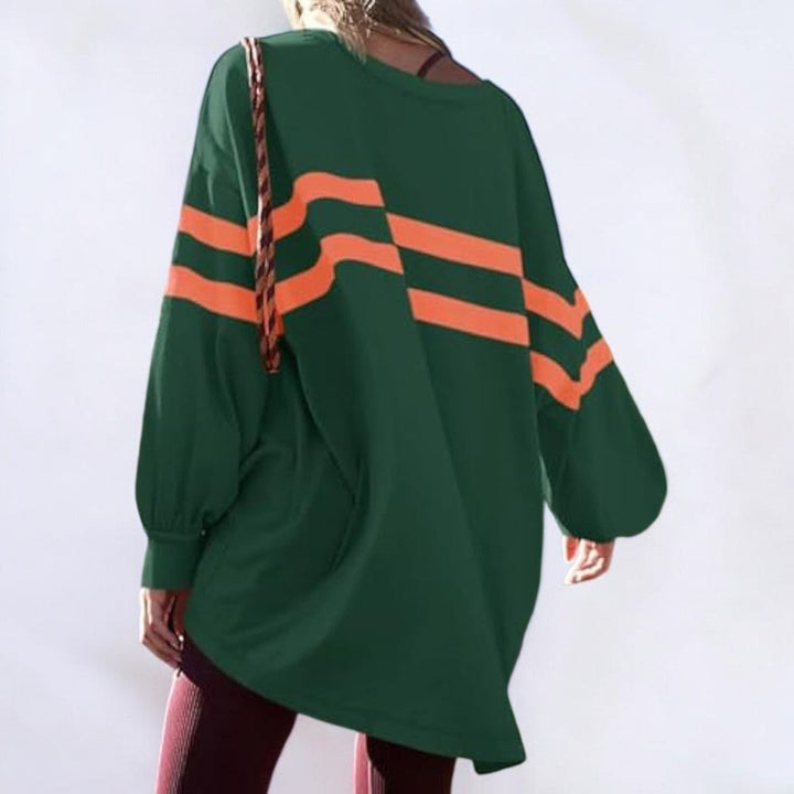 Stilla | Trendy Strikket Pullover Med Sportslige Striber