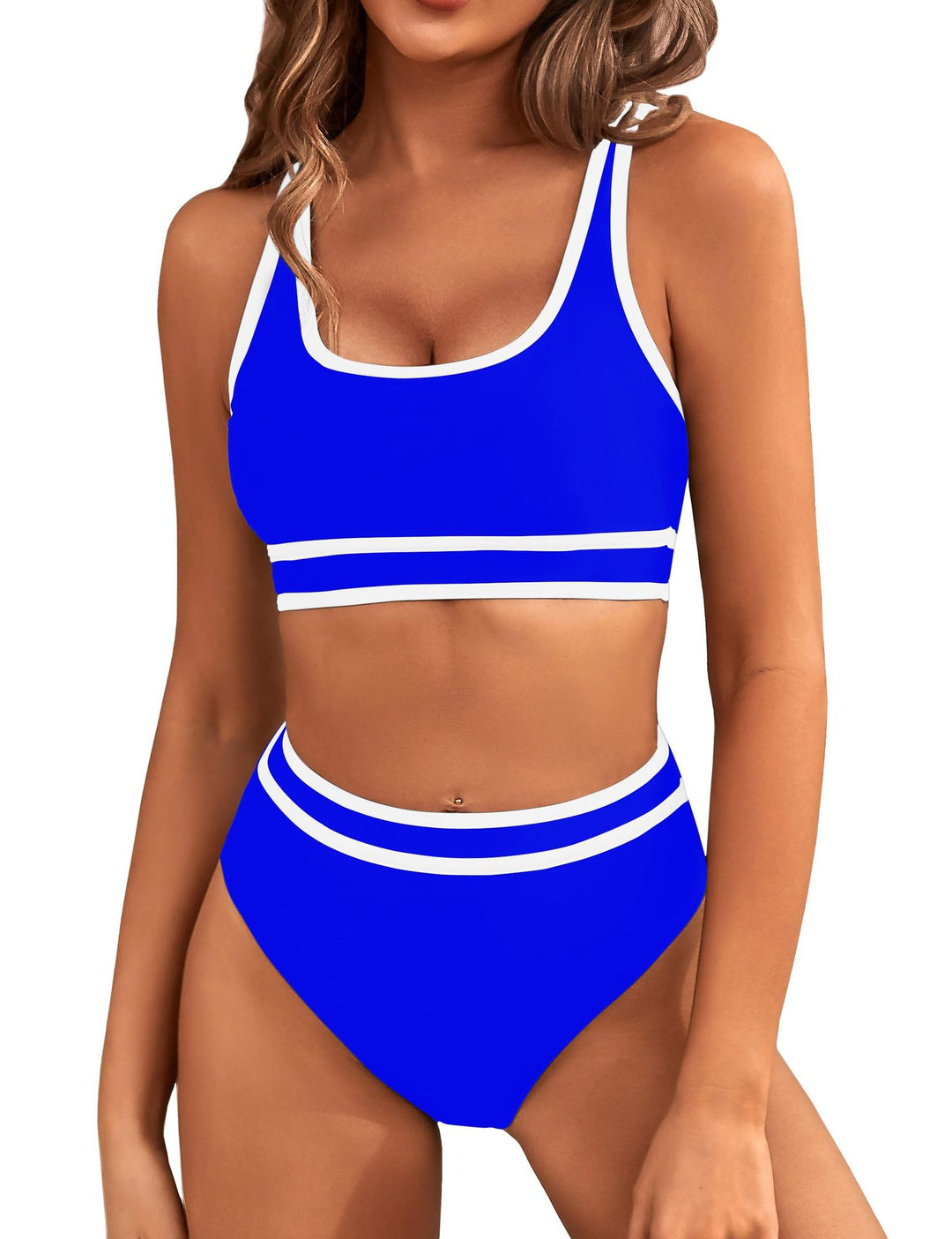 Dame Sporty Bikini-sæt med kontrastdetaljer og høj talje Stilla