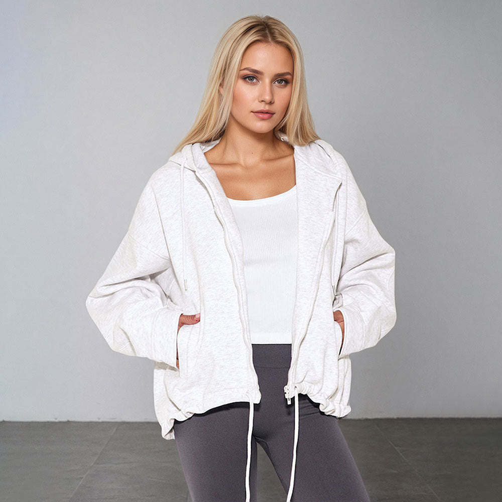Kvinders oversized hoodie med snørebånd og sidelommer Stilla